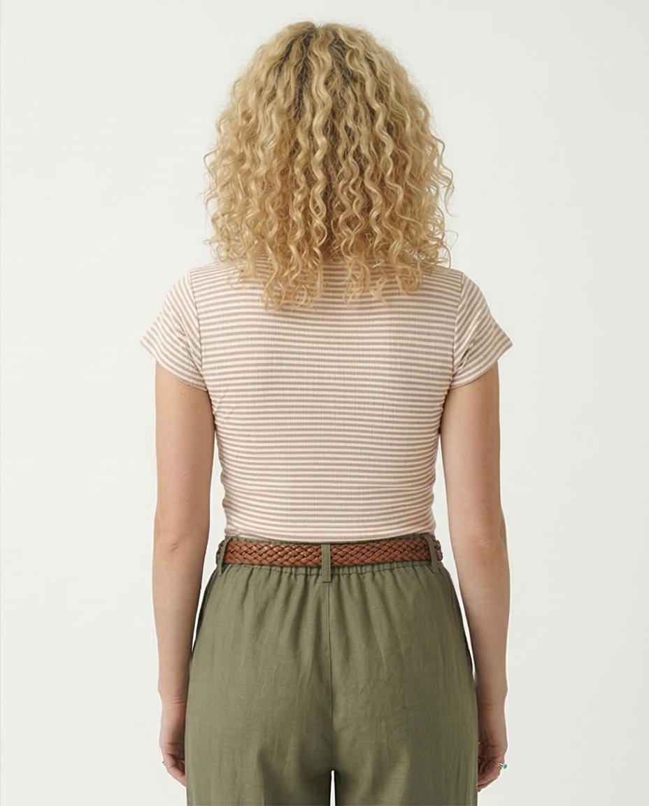 Ravin Women's Ribbed Horizontal Stripe Slim-Fit T-Shirt - R207955
