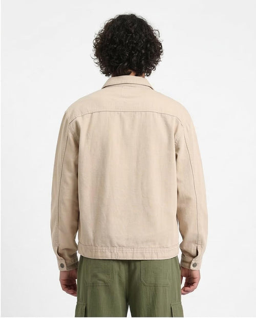 Ravin Cropped Sand Denim Trucker Jacket - Beige - R207959