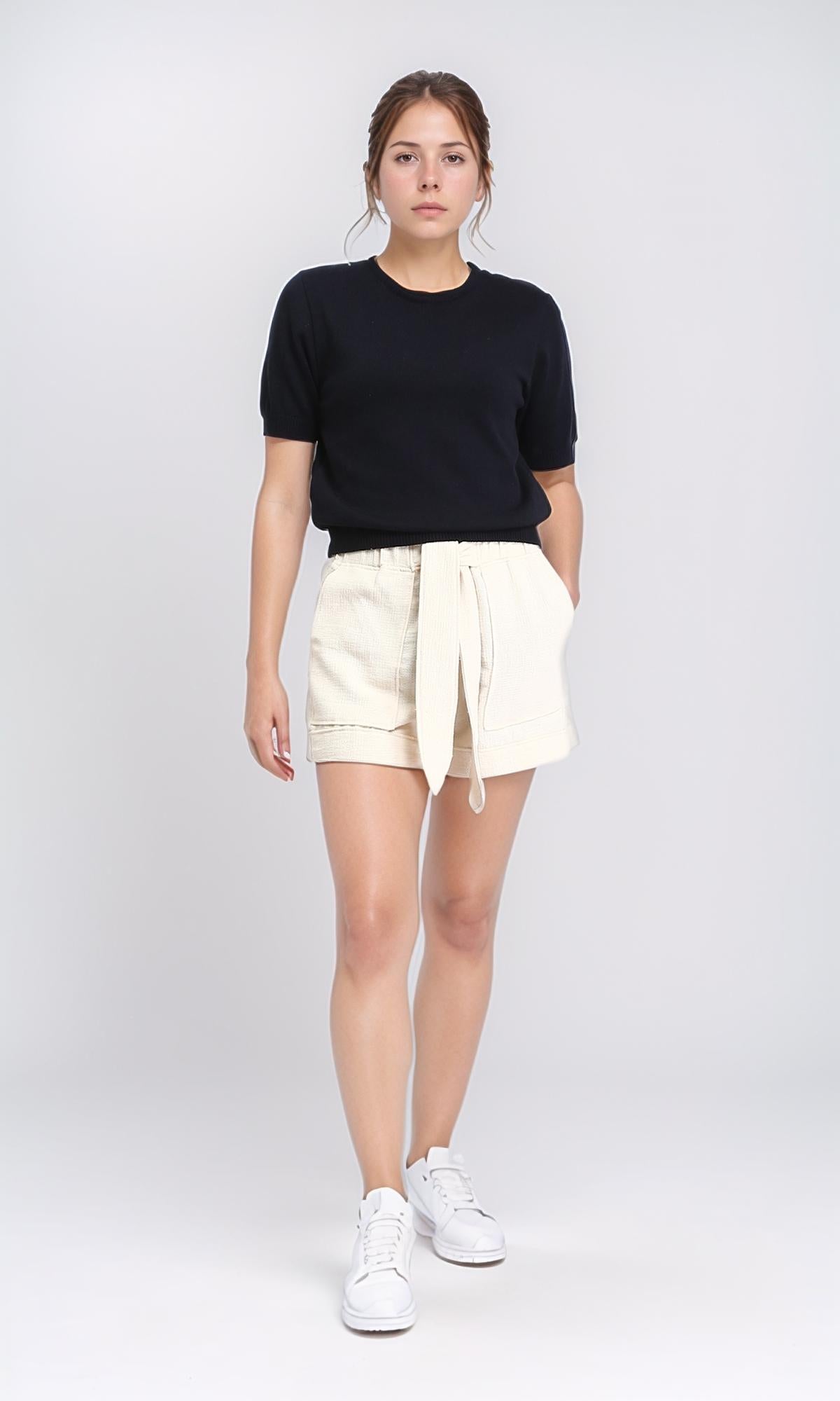 Ravin Women's Short Sleeve Ribbed Knit Top - Midnight Black