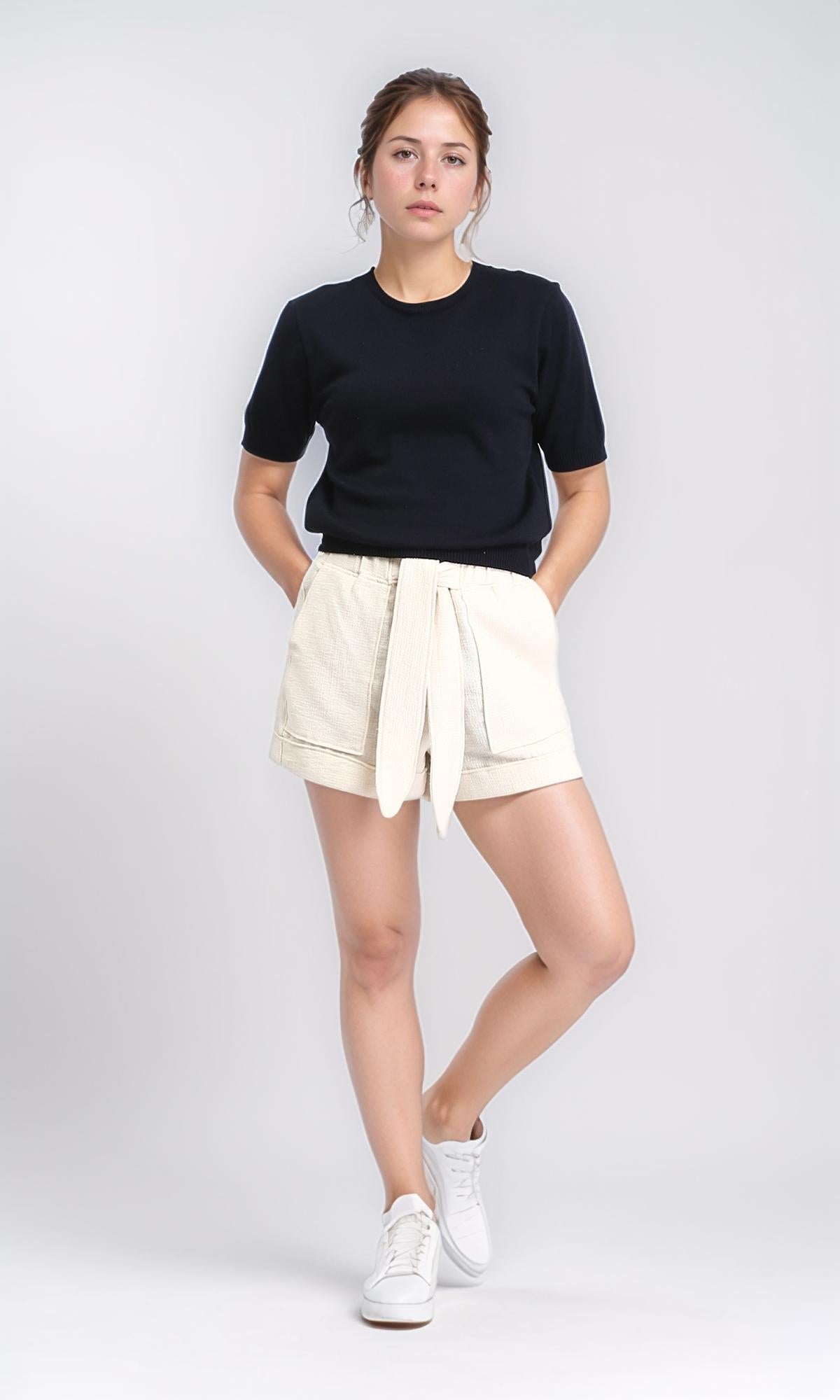 Ravin Women's Short Sleeve Ribbed Knit Top - Midnight Black