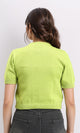 R207979 - Ribbed Crew Neck Solid Short Pullover - Neon Green