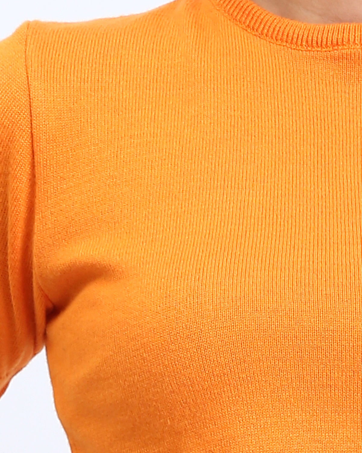 Ravin Cropped Crew-Neck Knit Top in Sunset Orange - R207980