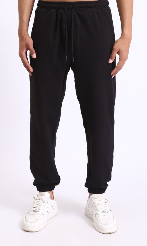 R208092 - Solid Slip On Pants with Hem - Black