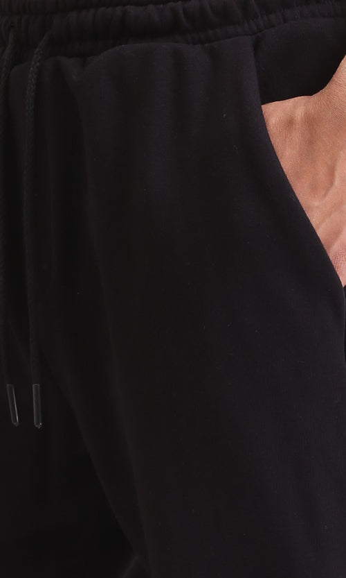 R208092 - Solid Slip On Pants with Hem - Black