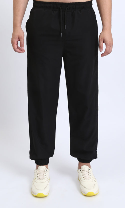 R208095 - Slip On Solid Pants with Hem - Black