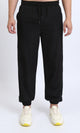 R208095 - Slip On Solid Pants with Hem - Black