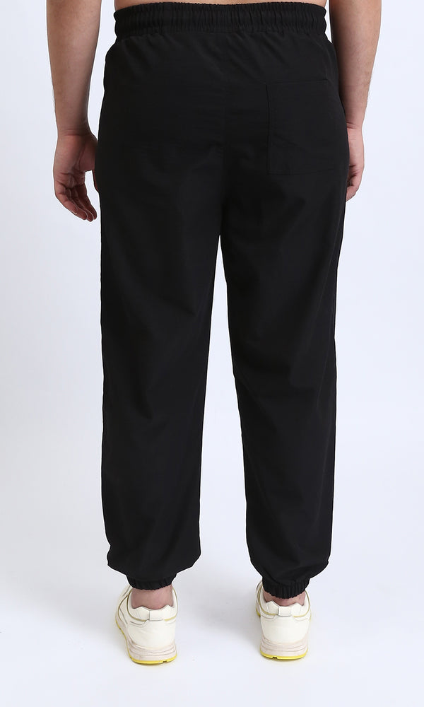 R208095 - Slip On Solid Pants with Hem - Black