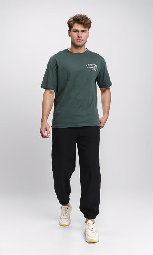 R208095 - Slip On Solid Pants with Hem - Black