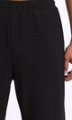 R208096 - Elastic Waist Comfy Ribbed Pants - Black