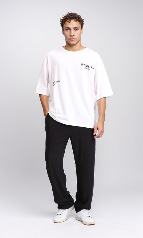 R208096 - Elastic Waist Comfy Ribbed Pants - Black