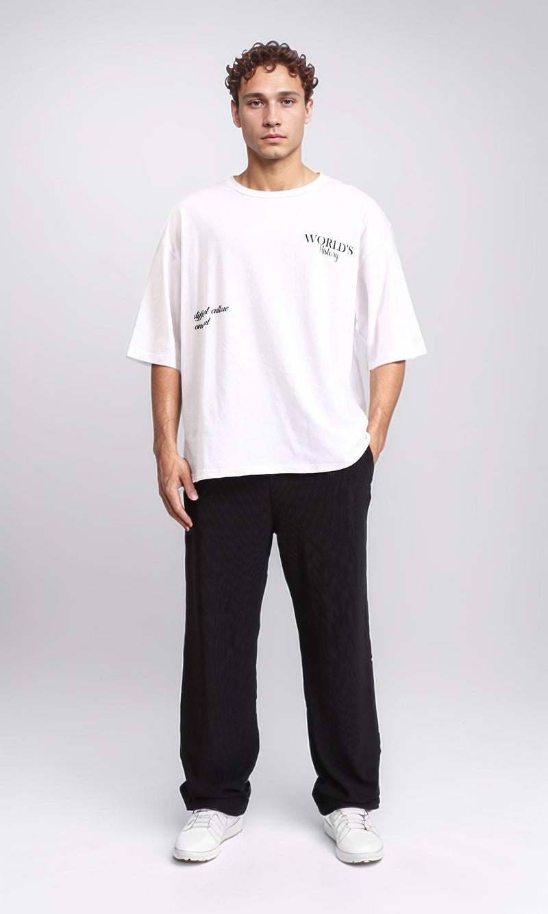 R208096 - Elastic Waist Comfy Ribbed Pants - Black