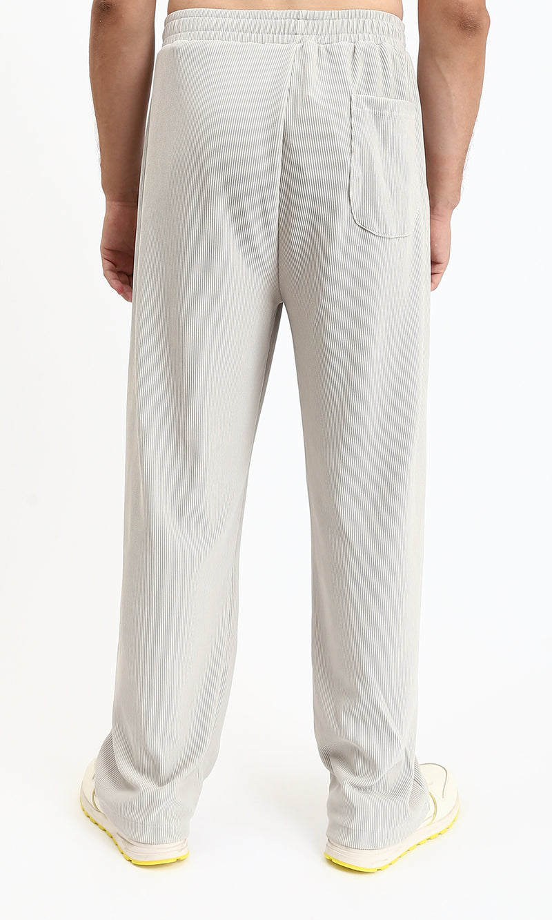 R208098 - Slip On Ribbed Wide Pants - Pastel Grey