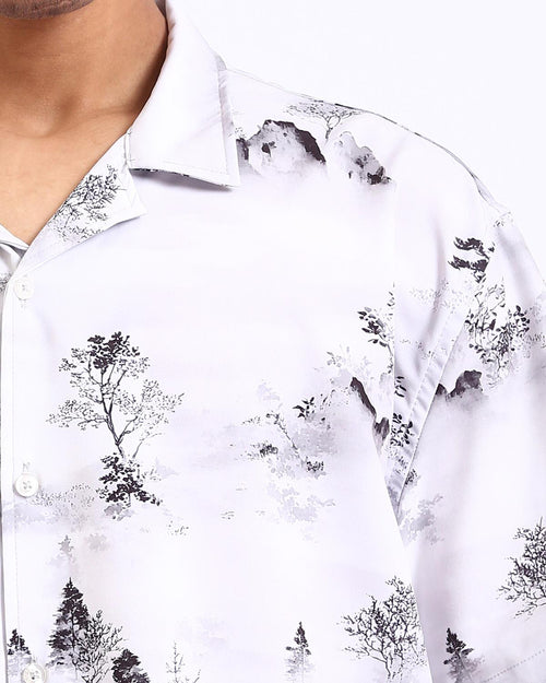 Ravin Men’s Zen Landscape Print Resort Shirt – Ink Wash Mountain Series - R208111