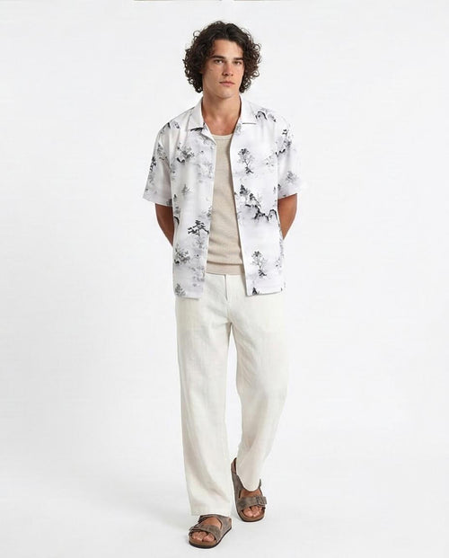 Ravin Men’s Zen Landscape Print Resort Shirt – Ink Wash Mountain Series - R208111