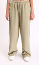 R208113 - Wide-Leg Textured Drawstring Pants - Light Sage Green