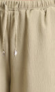 R208113 - Wide-Leg Textured Drawstring Pants - Light Sage Green