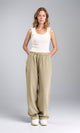 R208113 - Wide-Leg Textured Drawstring Pants - Light Sage Green