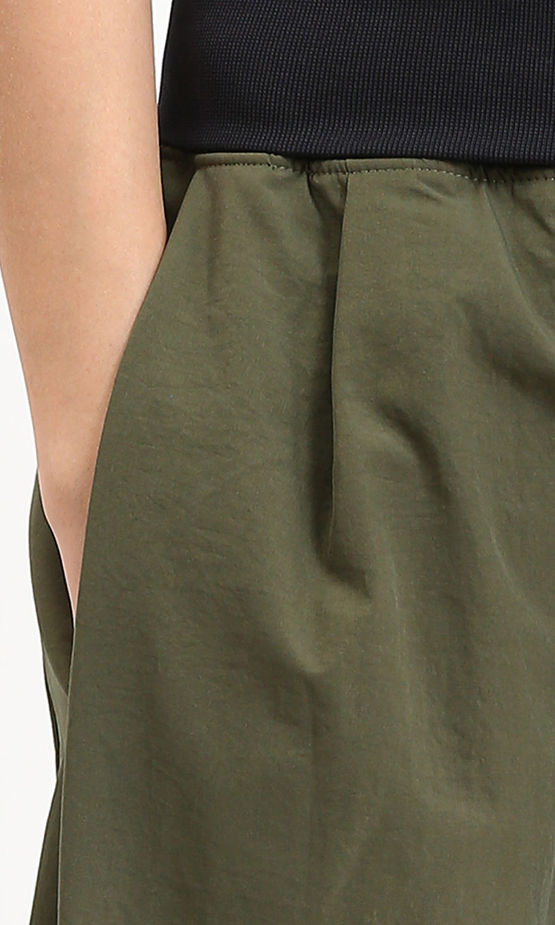 R208118 - Wide Leg Pants with Wide Elastic Waist - Dark Olive