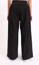 R208119 - Solid Wide Leg Casual Pants - Black