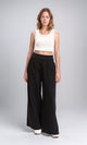 R208119 - Solid Wide Leg Casual Pants - Black