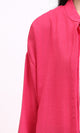 R208121 - Mandarin Collar Textured Long Shirt - Fuchsia