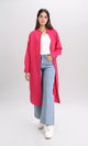 R208121 - Mandarin Collar Textured Long Shirt - Fuchsia