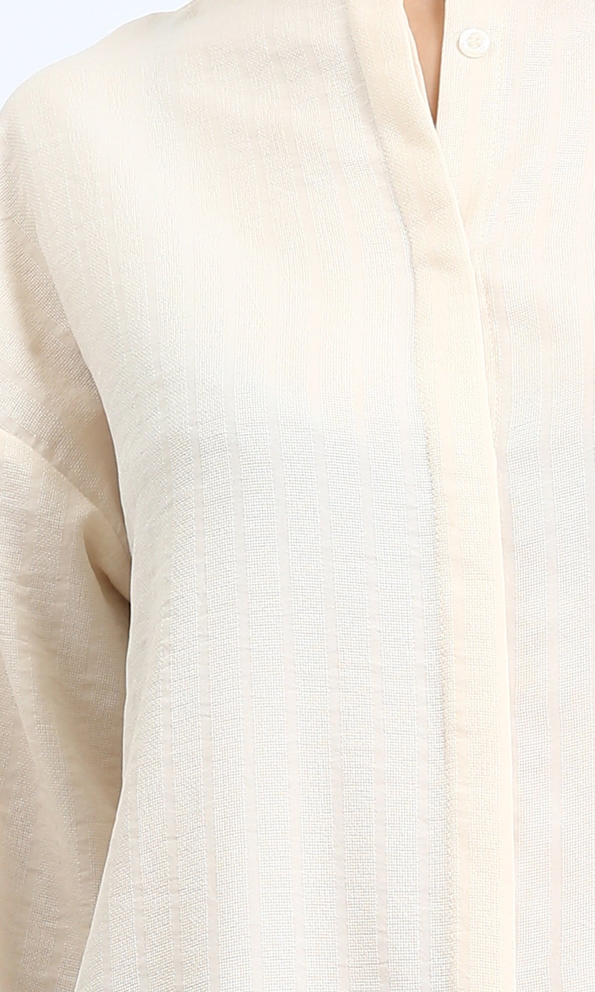R208122 - Solid Long Shirt with Hidden Buttons - Cream