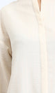 R208122 - Solid Long Shirt with Hidden Buttons - Cream
