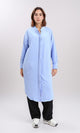 R208123 - Mandarin Collar Textured Long Shirt - Baby Blue