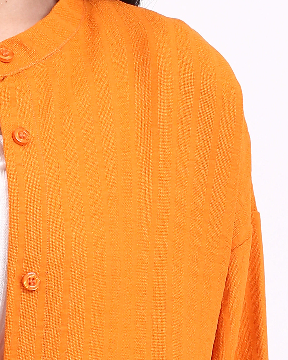 Ravin Women’s Mandarian Collar Textured Longline Tunic – Vibrant Orange - R208124