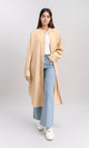 R208125 - Mandarin Collar Textured Long Shirt - Nude