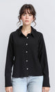 R208127 - Buttons Down Long Sleeves Textured Shirt - Black