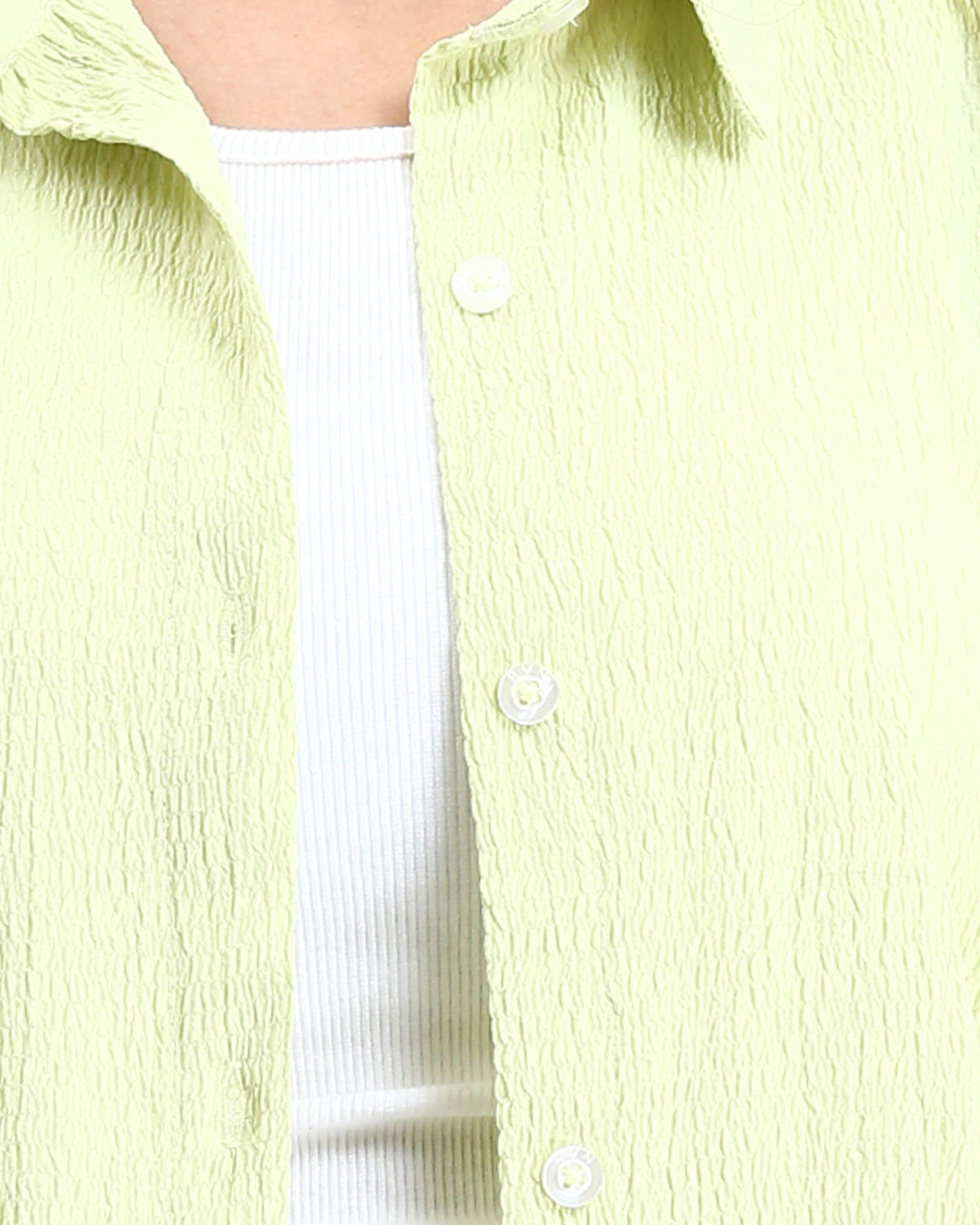 RAVIN Women’s Crinkle-Textured Button-Down Shirt – Lime Sorbet - R208129