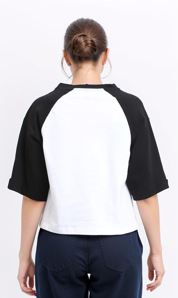 R208131 - Bi-Tone V-Neck Relaxed Tee - Black & White