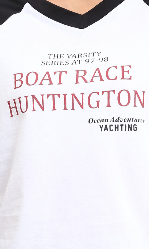 R208131 - Bi-Tone V-Neck Relaxed Tee - Black & White