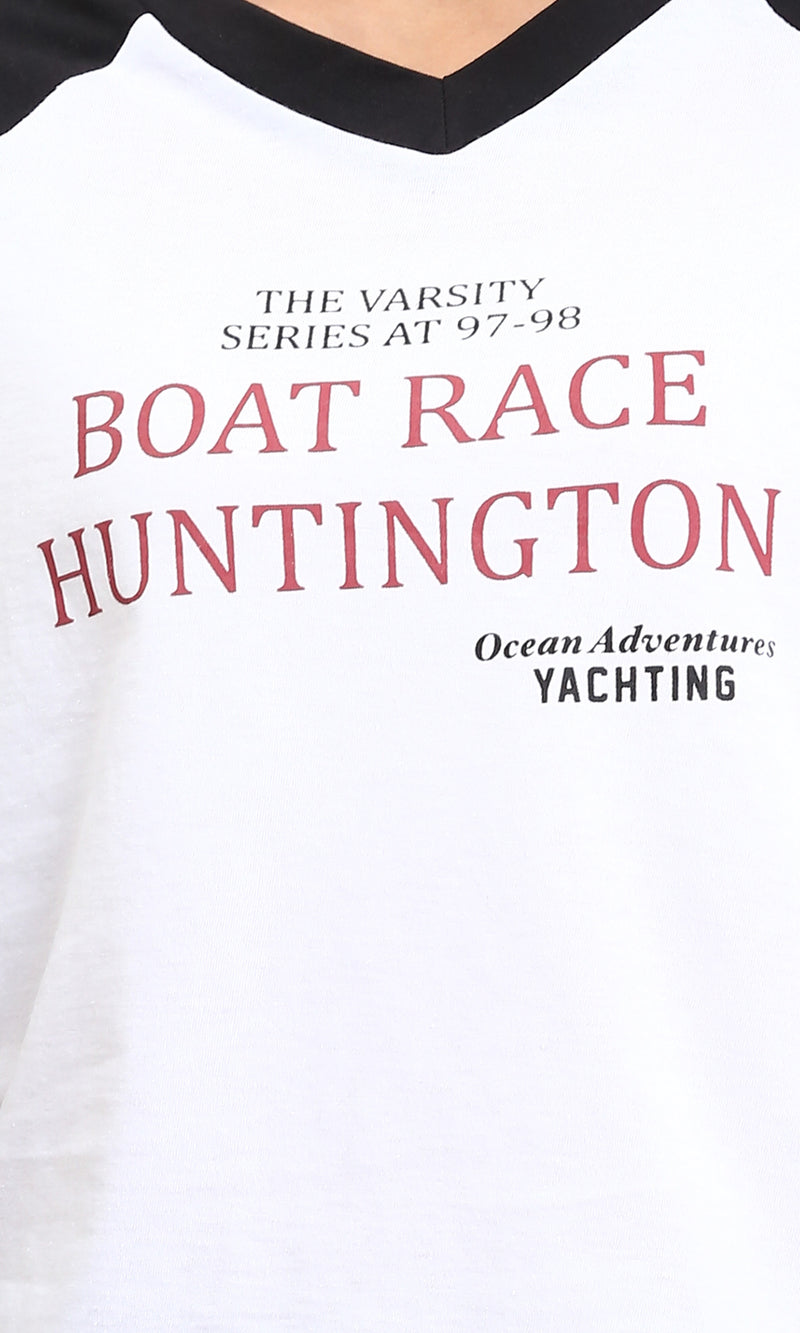 R208131 - Bi-Tone V-Neck Relaxed Tee - Black & White