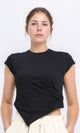 R208133 - Round Neck Solid Slip On Tee - Black