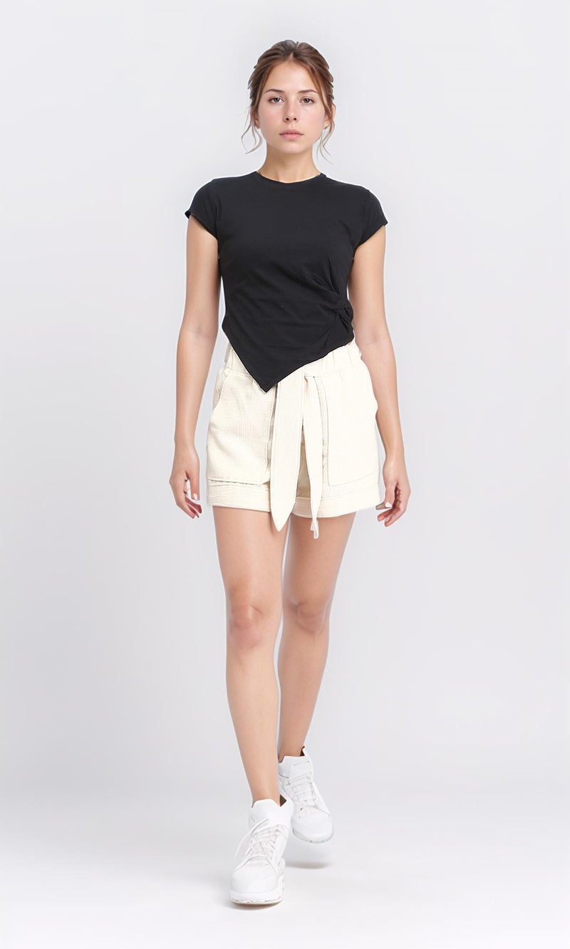 R208133 - Round Neck Solid Slip On Tee - Black