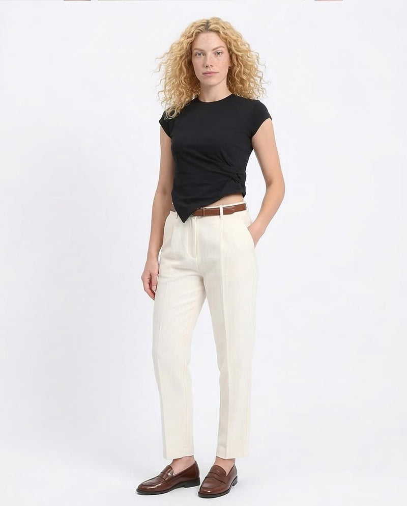 Ravin Asymmetric Knot Detail Cap Sleeve Baby Tee – Black -R208133