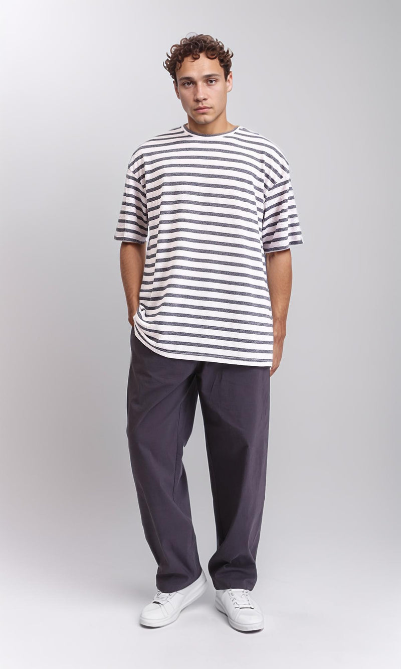 R208146 - Elastic Waist Solid Casual Pants - Dark Grey