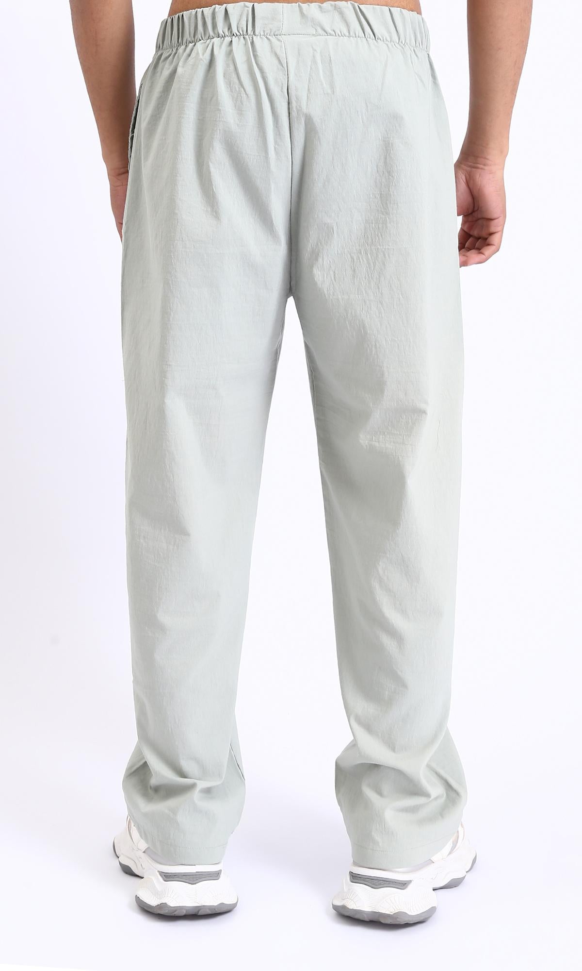 R208149-Elastic Waist Slip On Casual Pants - Mint Green