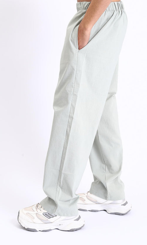 R208149-Elastic Waist Slip On Casual Pants - Mint Green