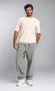 R208150-Elastic Waist Slip On Casual Pants - Dark Olive