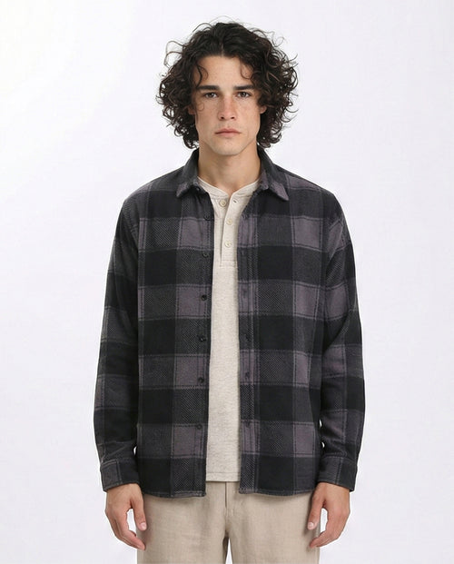 Tartan Shirt with Classic Collar - Black & Grey