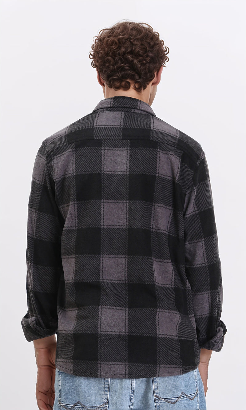 R208155 - Tartan Shirt with Classic Collar - Black & Grey