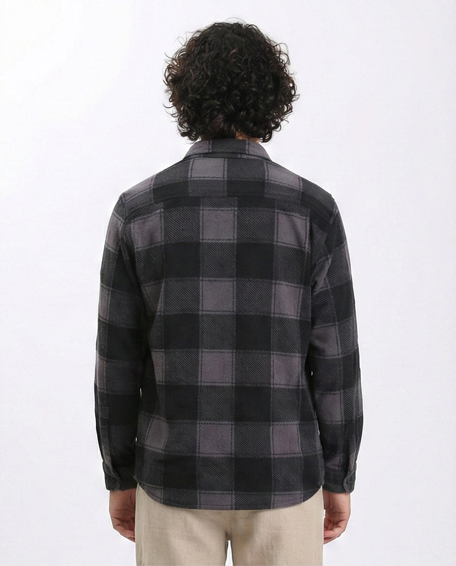 R208155 - Tartan Shirt with Classic Collar - Black & Grey