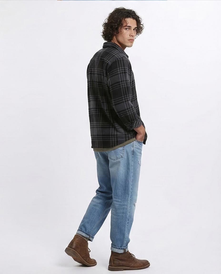 Ravin Men’s Relaxed-Fit  Plaid Shirt – Charcoal & Black - R208156