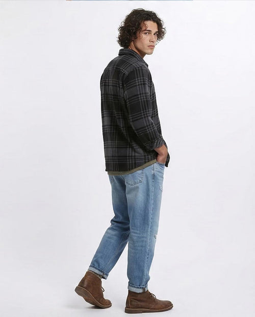 Ravin Men’s Relaxed-Fit  Plaid Shirt – Charcoal & Black - R208156