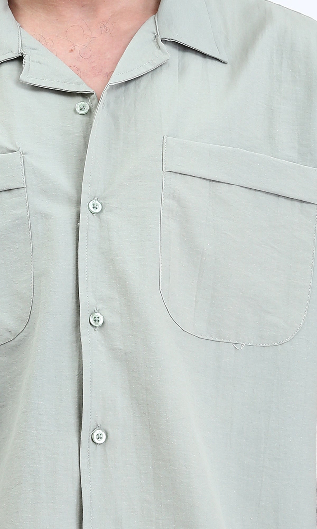 R208158 - Elbow Sleeves Shirt with Front Pockets - Mint
