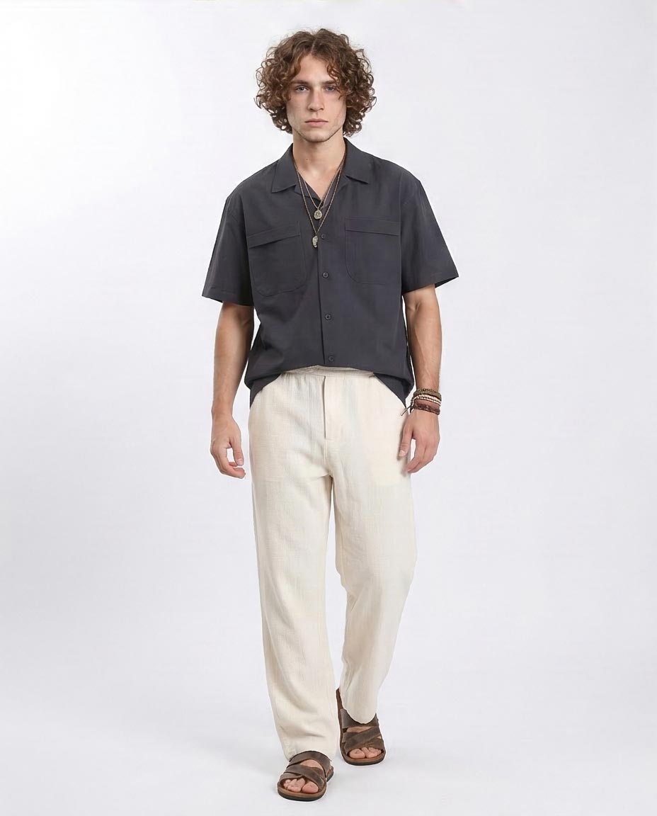 Ravin | Men's Relaxed Utility Resort Shirts - Dark Grey - R208160